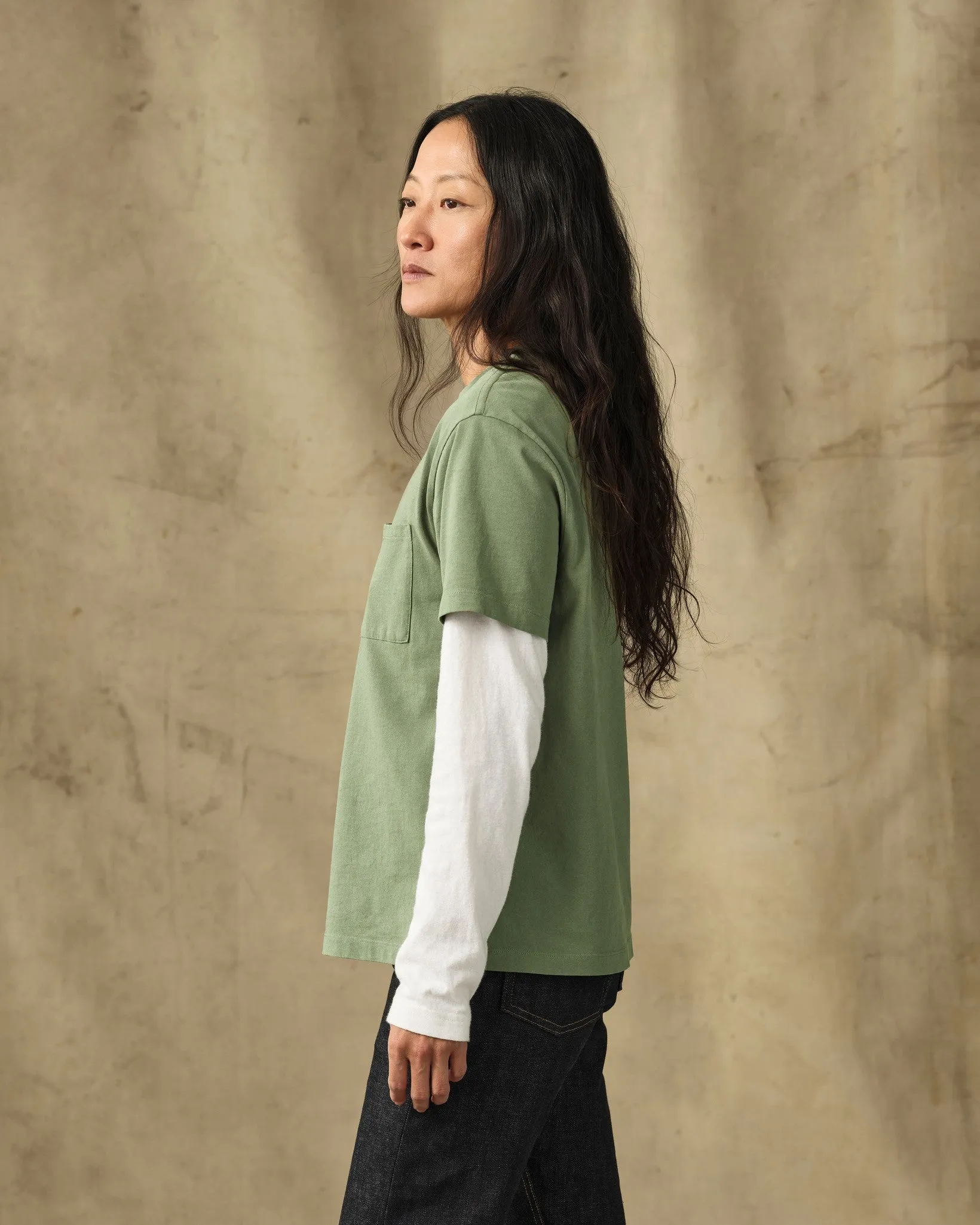 Women's Short Sleeve Pocket Tee - Washed Fatigue Green sold by Filson product image thumbnail 3