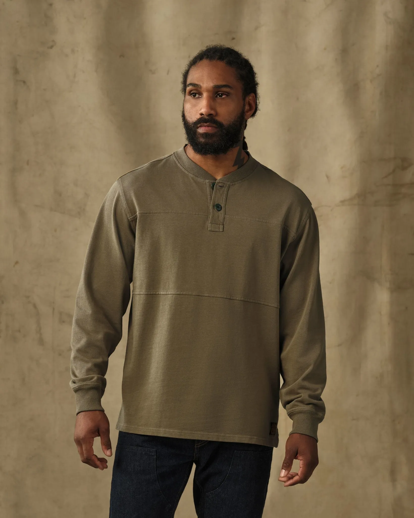 Field Knit Henley - Military Olive sold by Filson