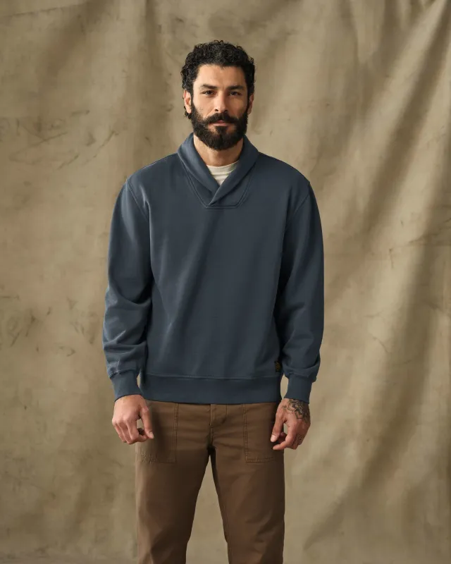 Field Knit Shawl-Neck Sweatshirt - Bluefin made by Filson
