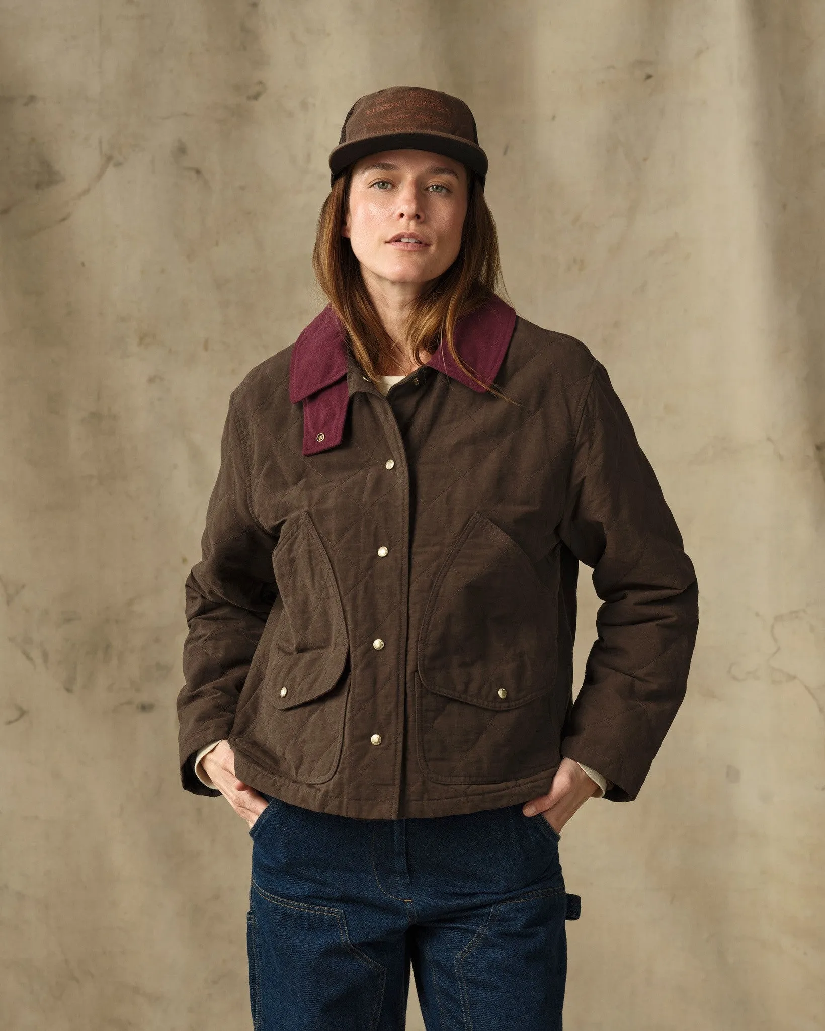 Women's Quilted Outfitter Jacket - Dark Brown sold by Filson