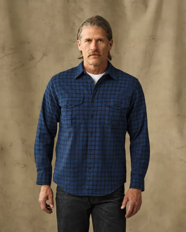 Lightweight Alaskan Guide Shirt - Deep Blue / Black Plaid made by Filson