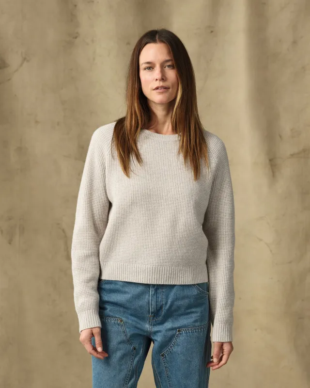 Women's Waffle Knit Merino Sweater - Oyster Heather made by Filson