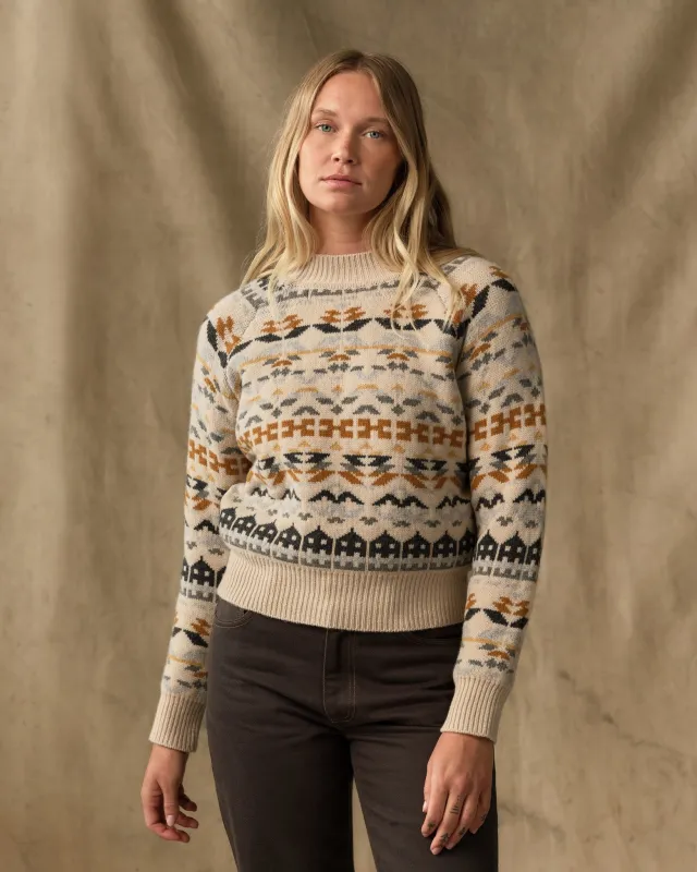 Women's Fair Isle Merino Sweater - Cream / Blue made by Filson