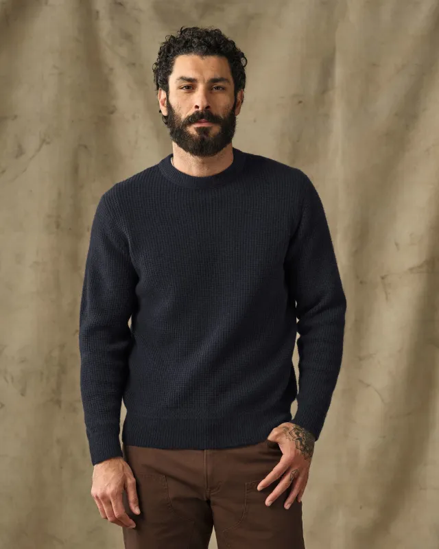 Waffle Knit Merino Wool Sweater - Dark Navy made by Filson