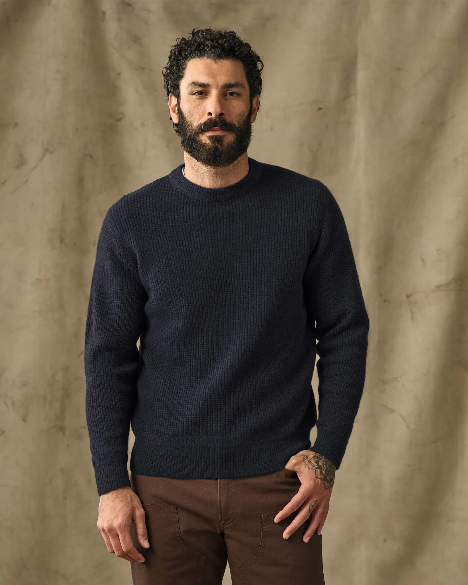 Waffle Knit Merino Wool Sweater - Dark Navy sold by Filson