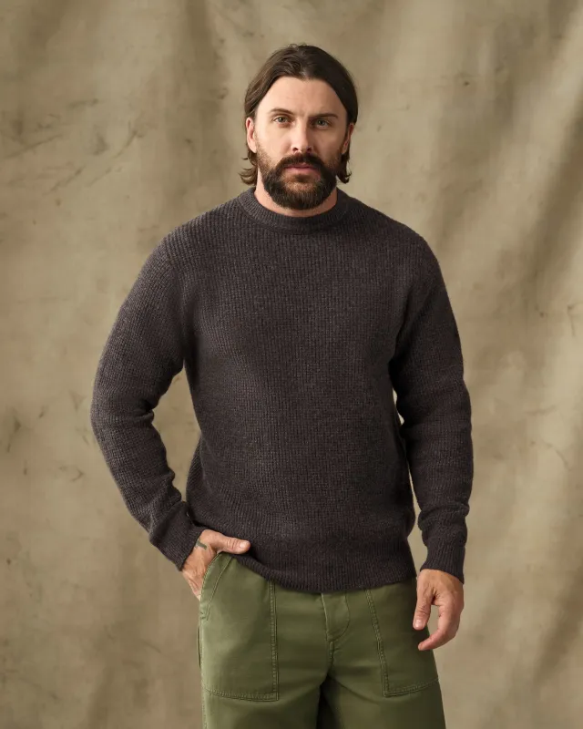 Waffle Knit Merino Wool Sweater - Dark Brown Heather made by Filson