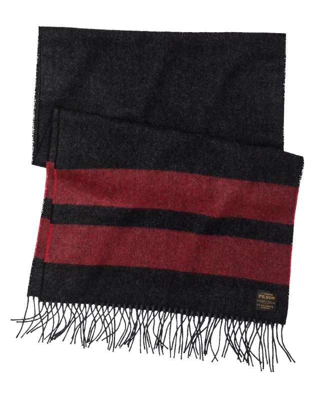 Lambswool Scarf - Black / Red Stripe made by Filson