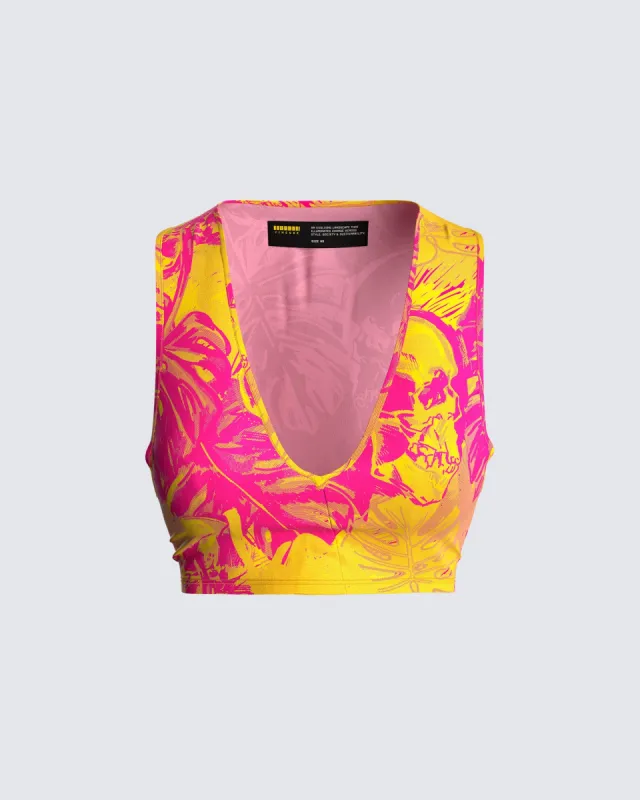 Beverly Tropical Print Top sold by Finesse