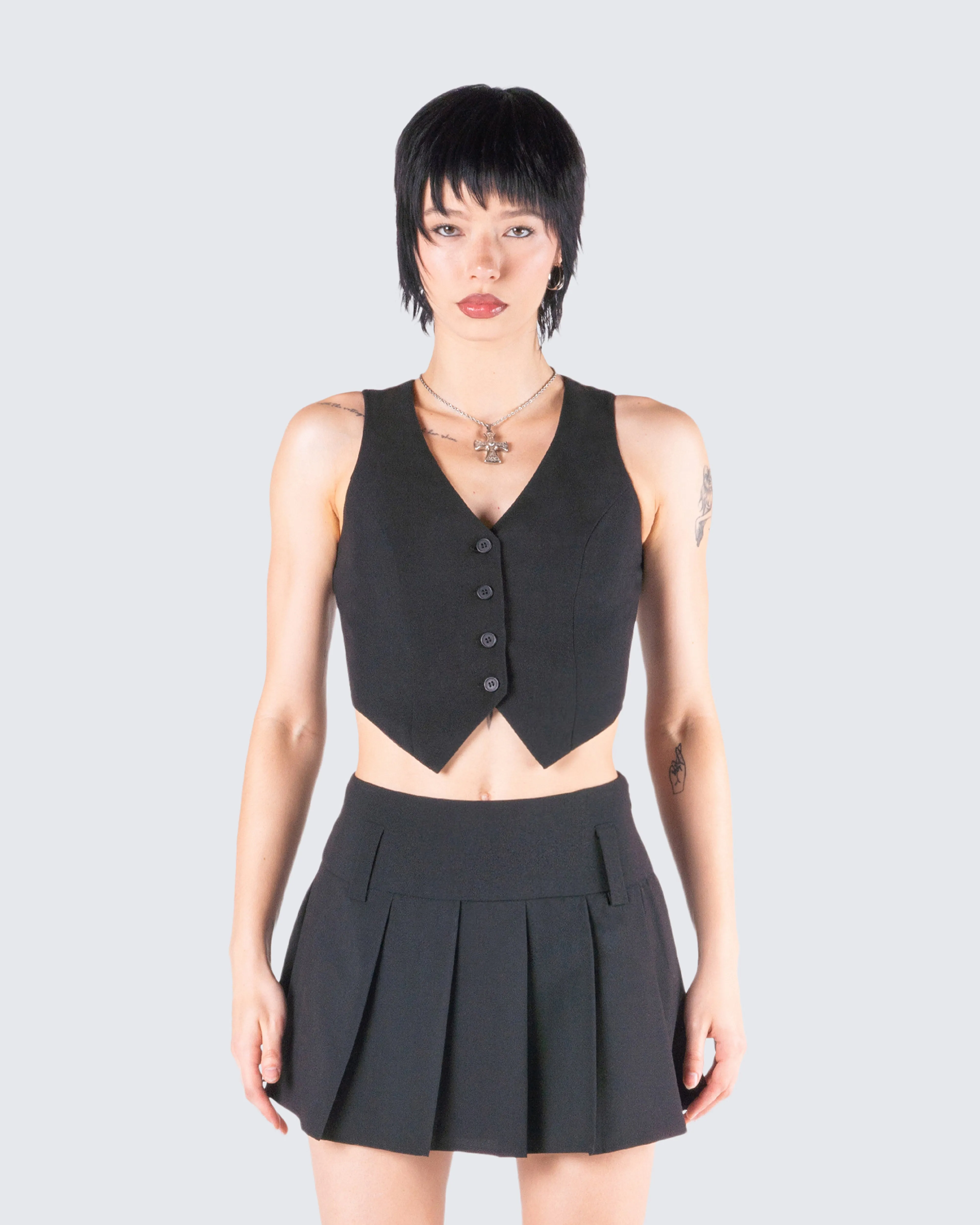 Deb Black Suiting Crop Vest Top sold by Finesse product image thumbnail 4