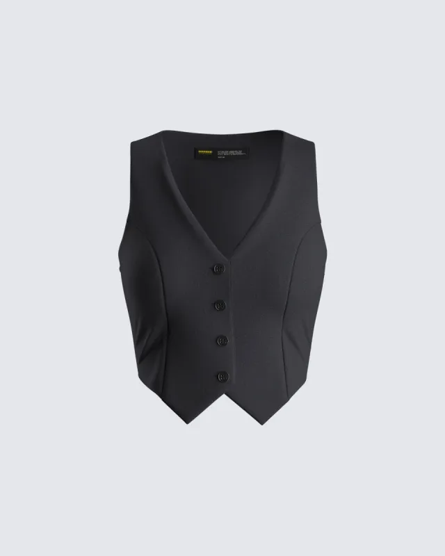 Deb Black Suiting Crop Vest Top sold by Finesse