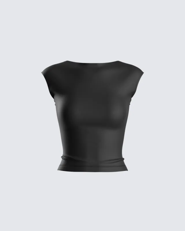 Caroline Black Backless Top sold by Finesse