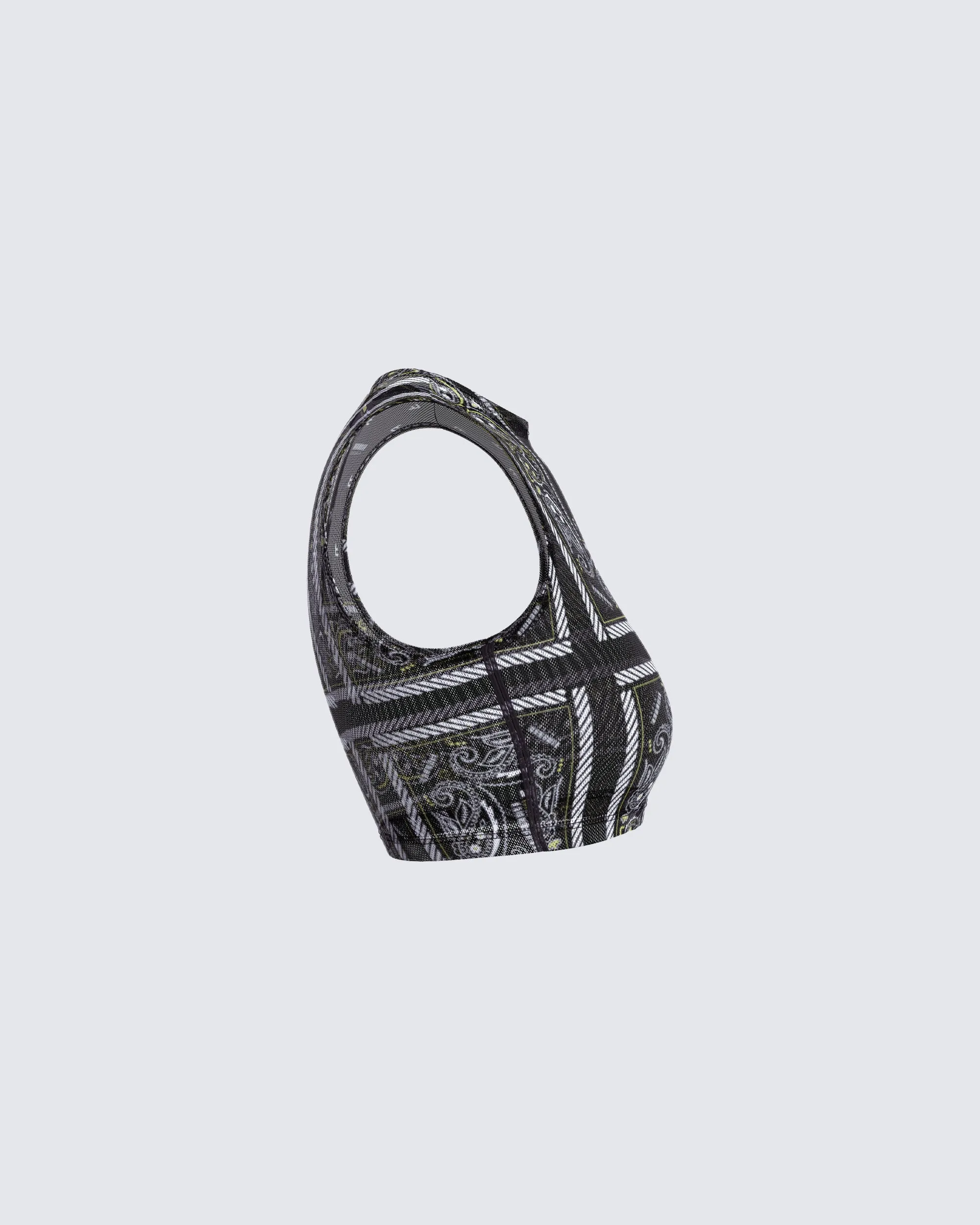 Rikku Black Bandana Mesh Crop Top sold by Finesse product image thumbnail 2
