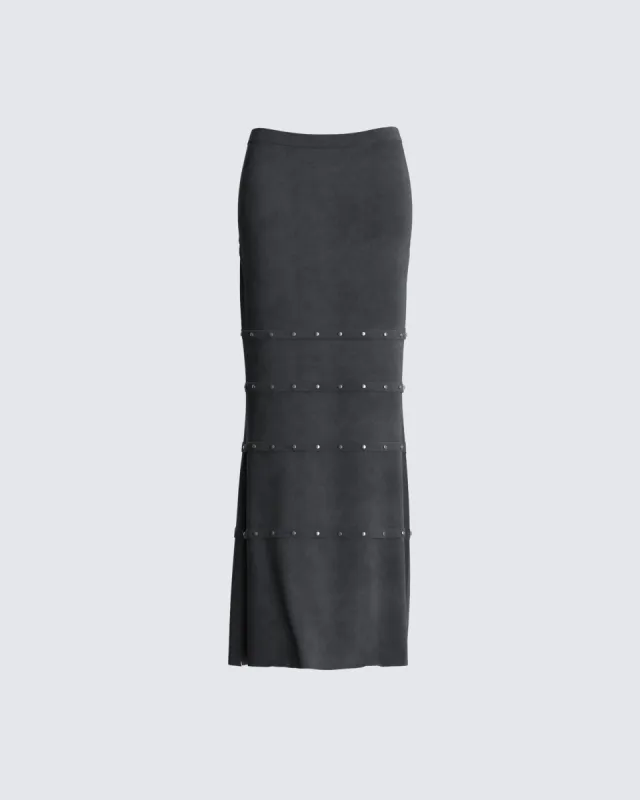 Ravi Grey Vegan Suede Maxi Skirt sold by Finesse