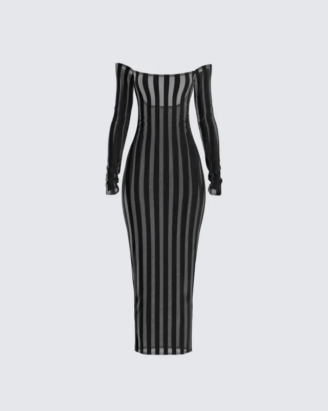 Meritt Black Stripe Midi Dress sold by Finesse
