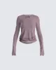 Alyson Grey Mesh Long Sleeve Top sold by Finesse