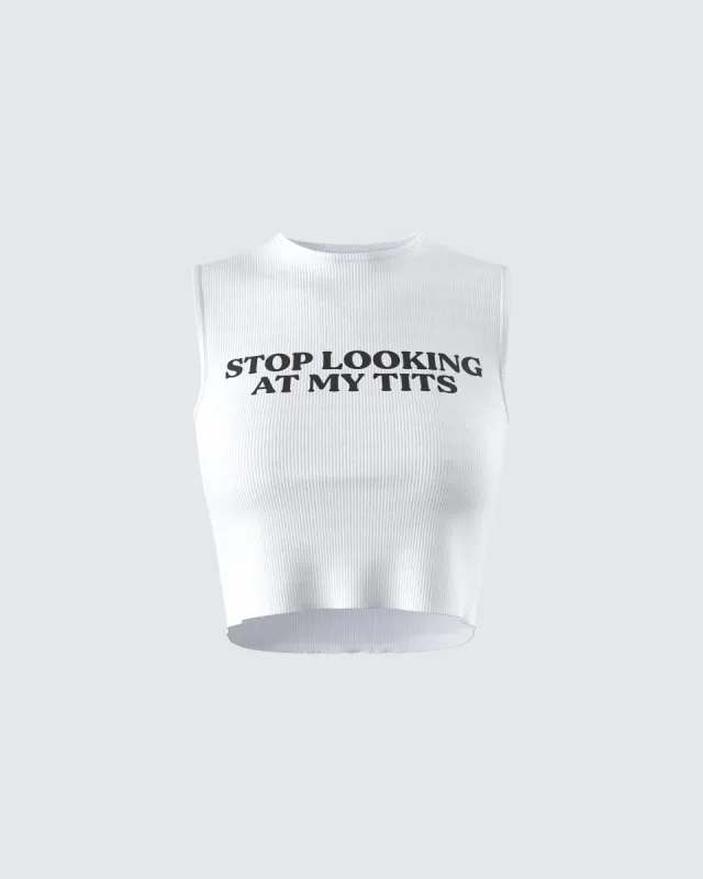 Nicolette White Rib Graphic Top sold by Finesse