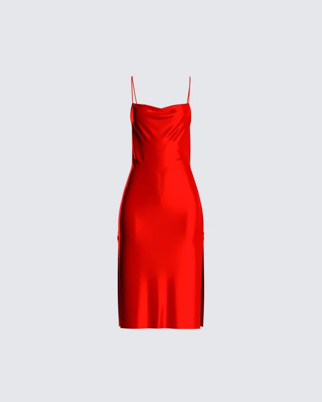 Milou Raw Edge Satin Midi Dress sold by Finesse