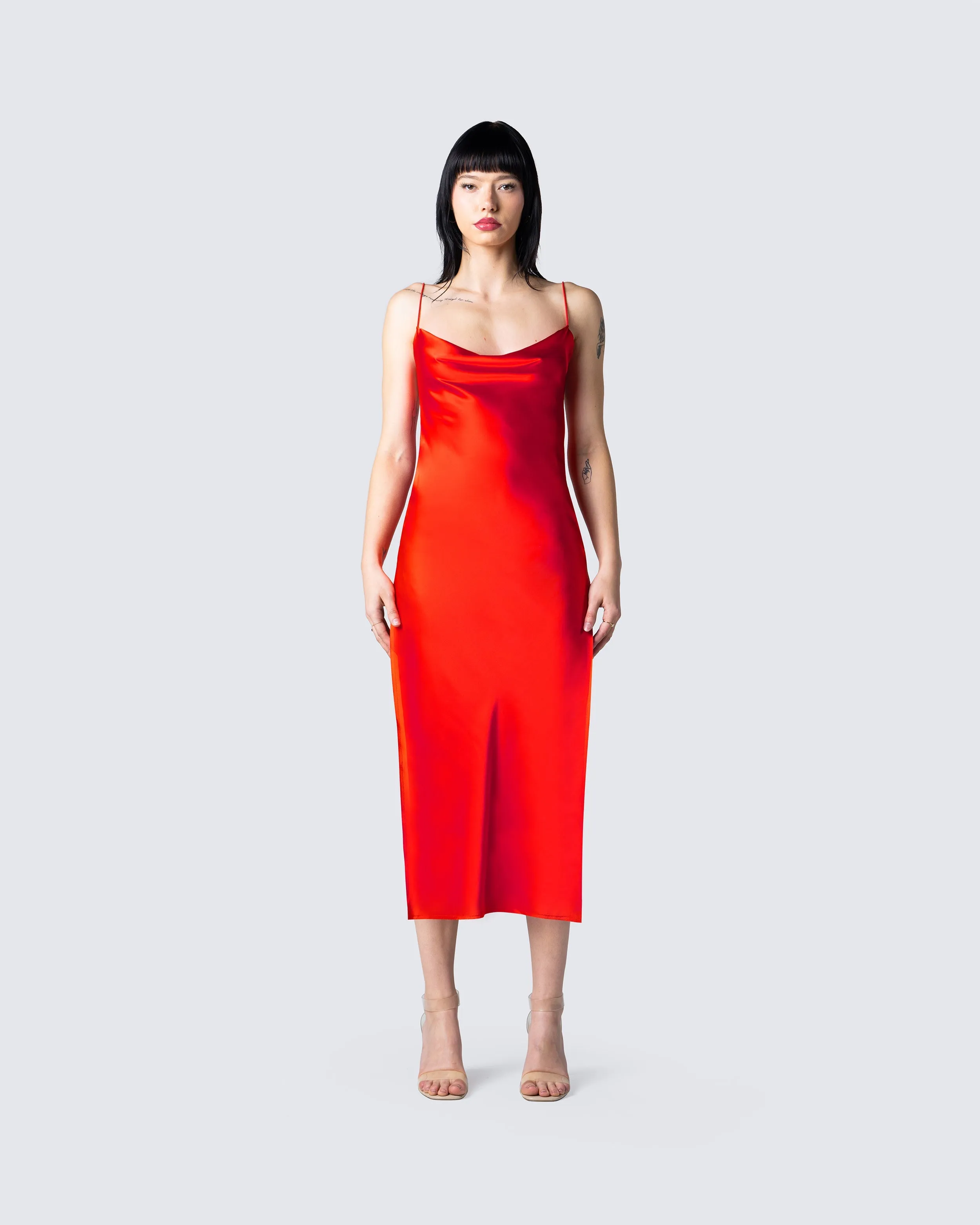 Milou Raw Edge Satin Midi Dress sold by Finesse product image thumbnail 4