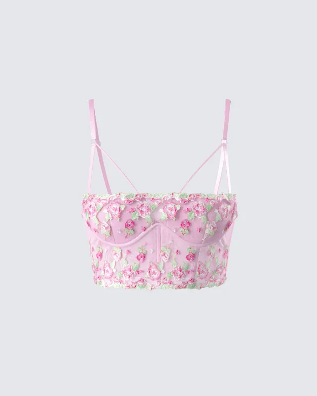 Olivia Pink Flower Corset Top sold by Finesse