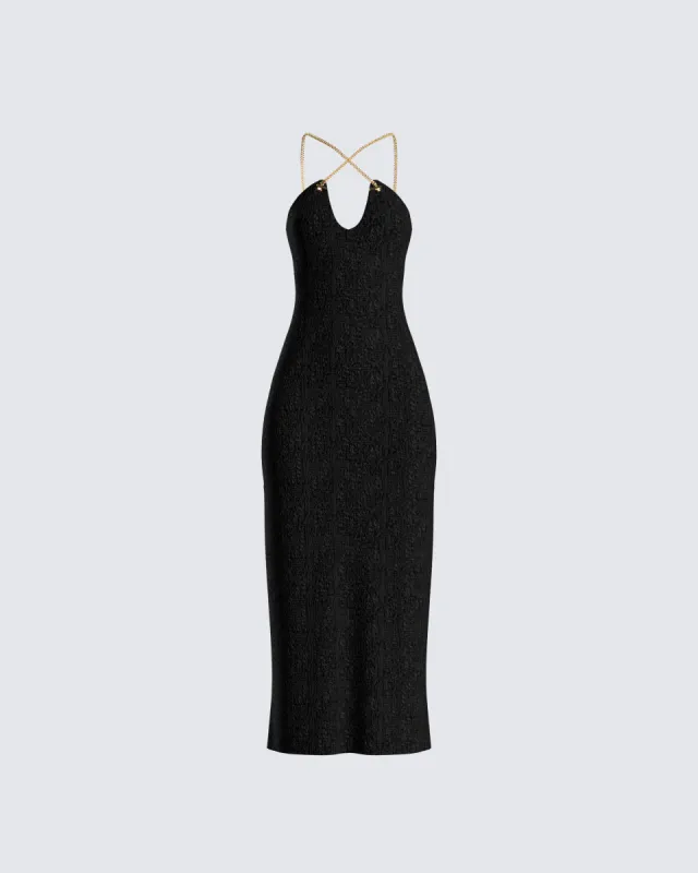 Kimbra Black Tweed Midi Dress sold by Finesse
