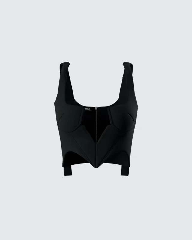 Janice Black Twill Bustier Top sold by Finesse