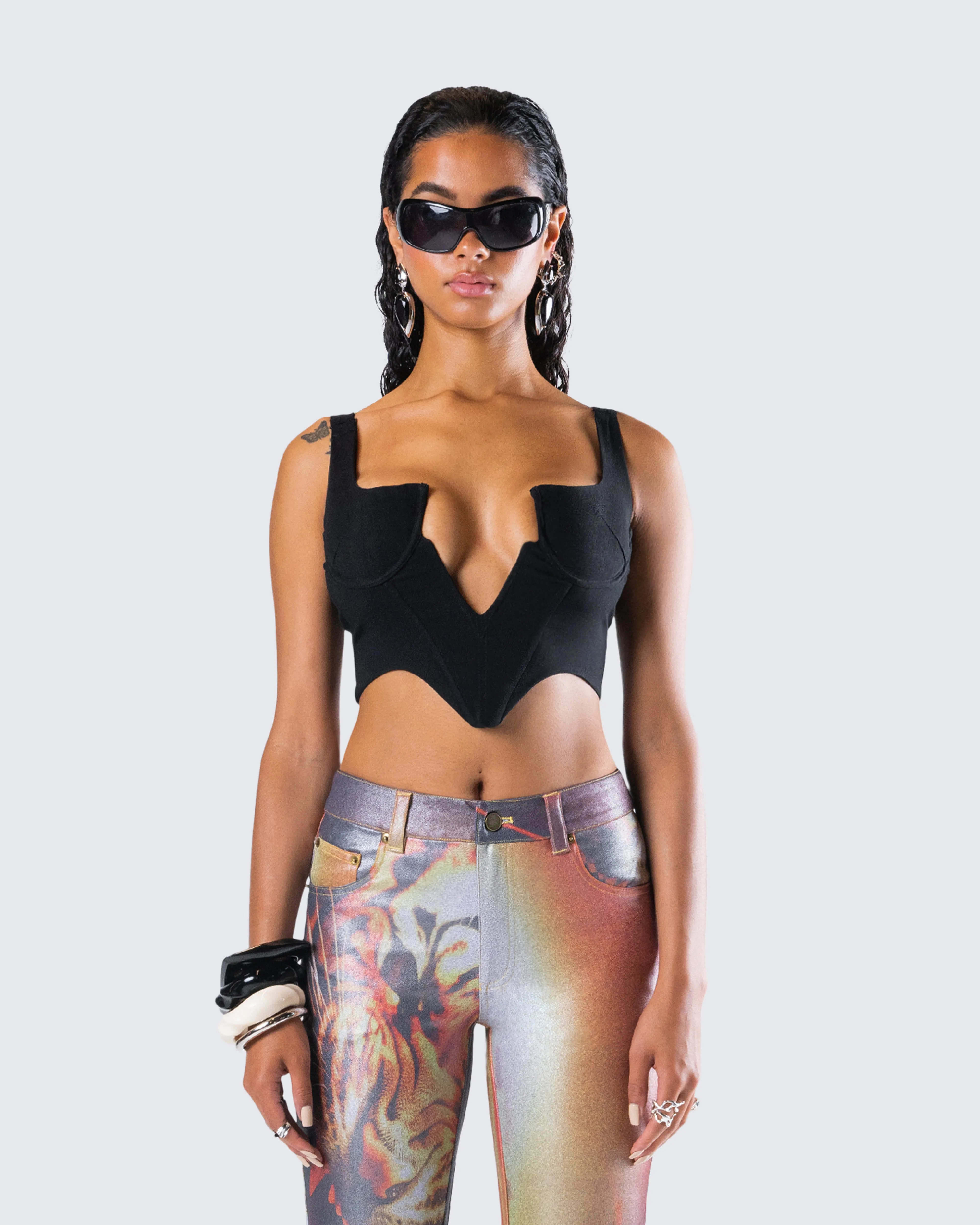 Janice Black Twill Bustier Top sold by Finesse product image thumbnail 4