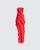 Blanche Red Mesh Ruffle Maxi Dress sold by Finesse