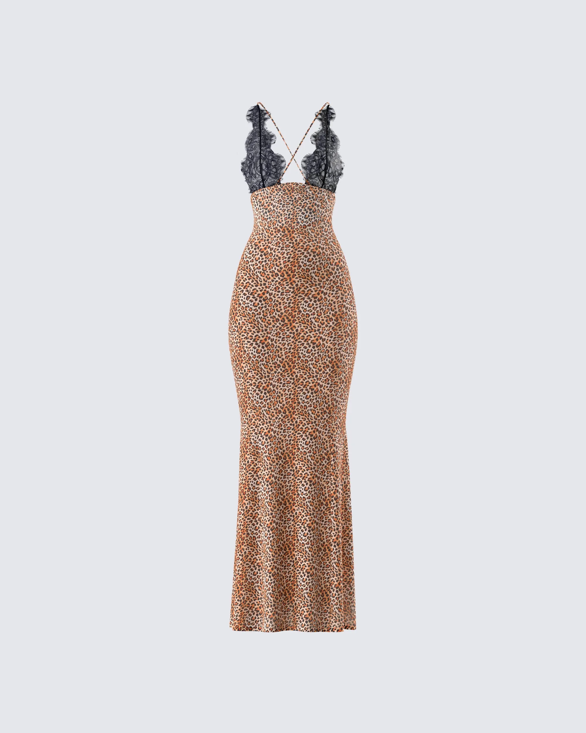 Evodie Leopard Print Maxi Dress sold by Finesse