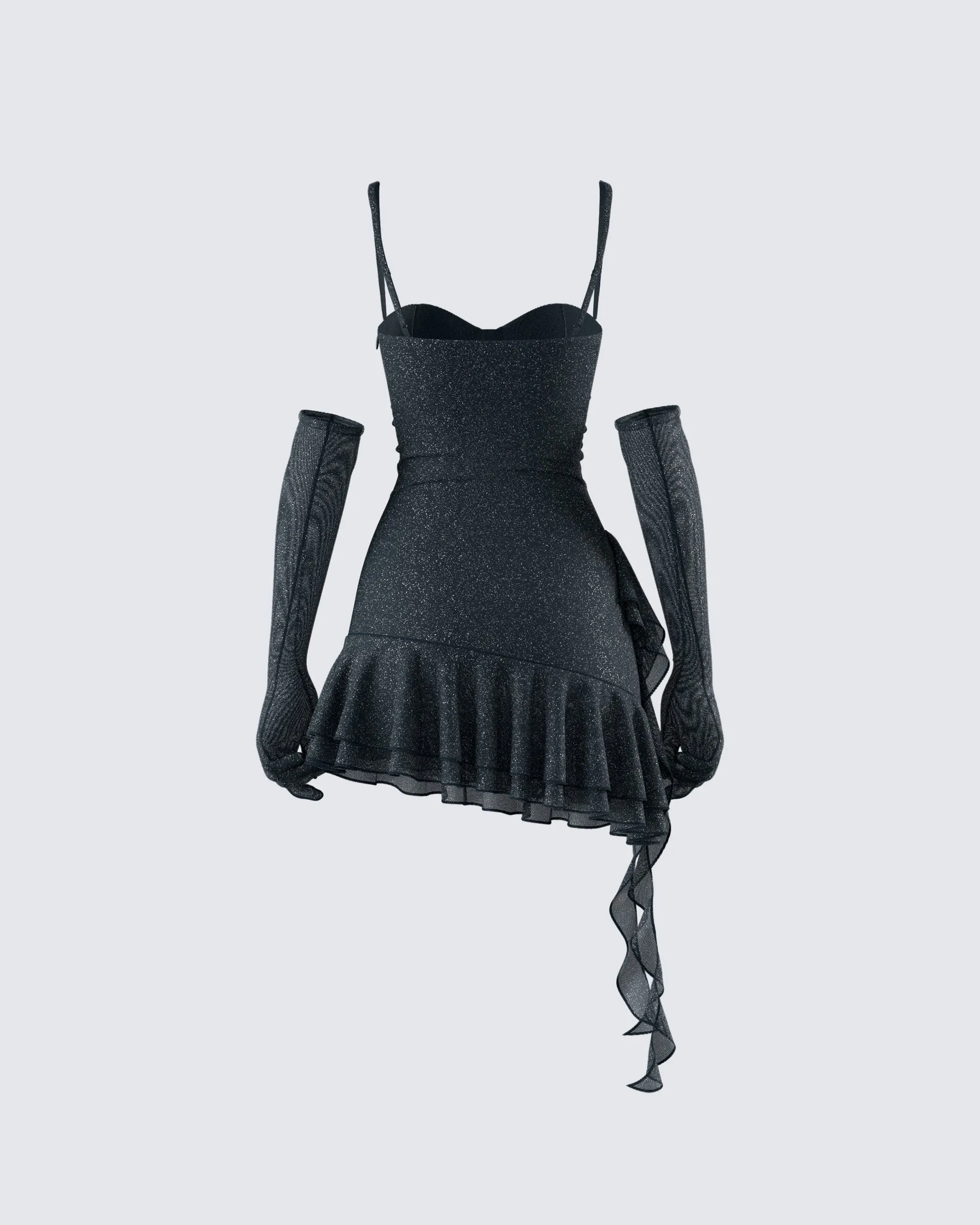 Anyssa Black Shimmer Mini Dress And Gloves sold by Finesse product image thumbnail 3