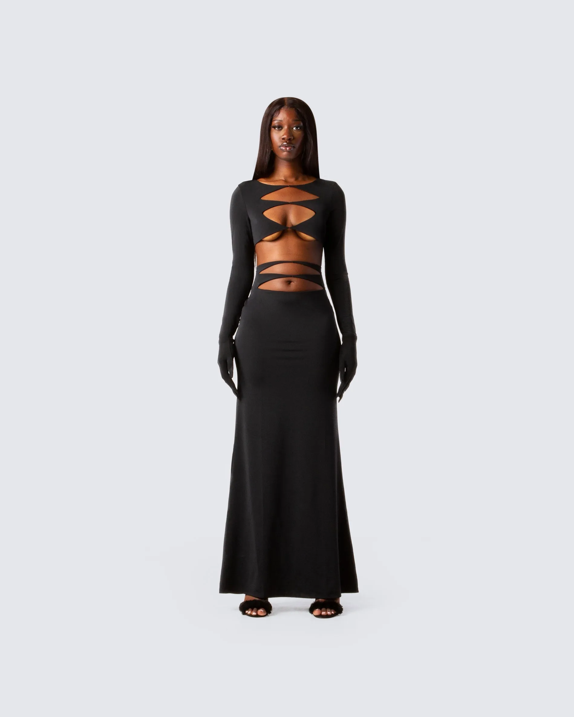 Vox Black Cut Out Dress & Gloves sold by Finesse product image thumbnail 4