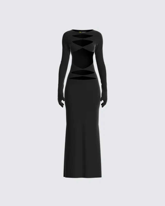 Vox Black Cut Out Dress & Gloves sold by Finesse