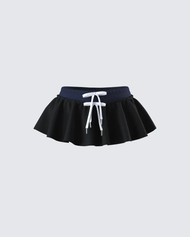 Esa Black Flounce Micro Mini Skort sold by Finesse
