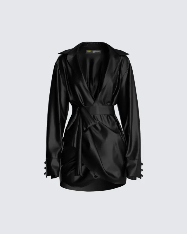 Remi Black Wrap Shirt Dress sold by Finesse