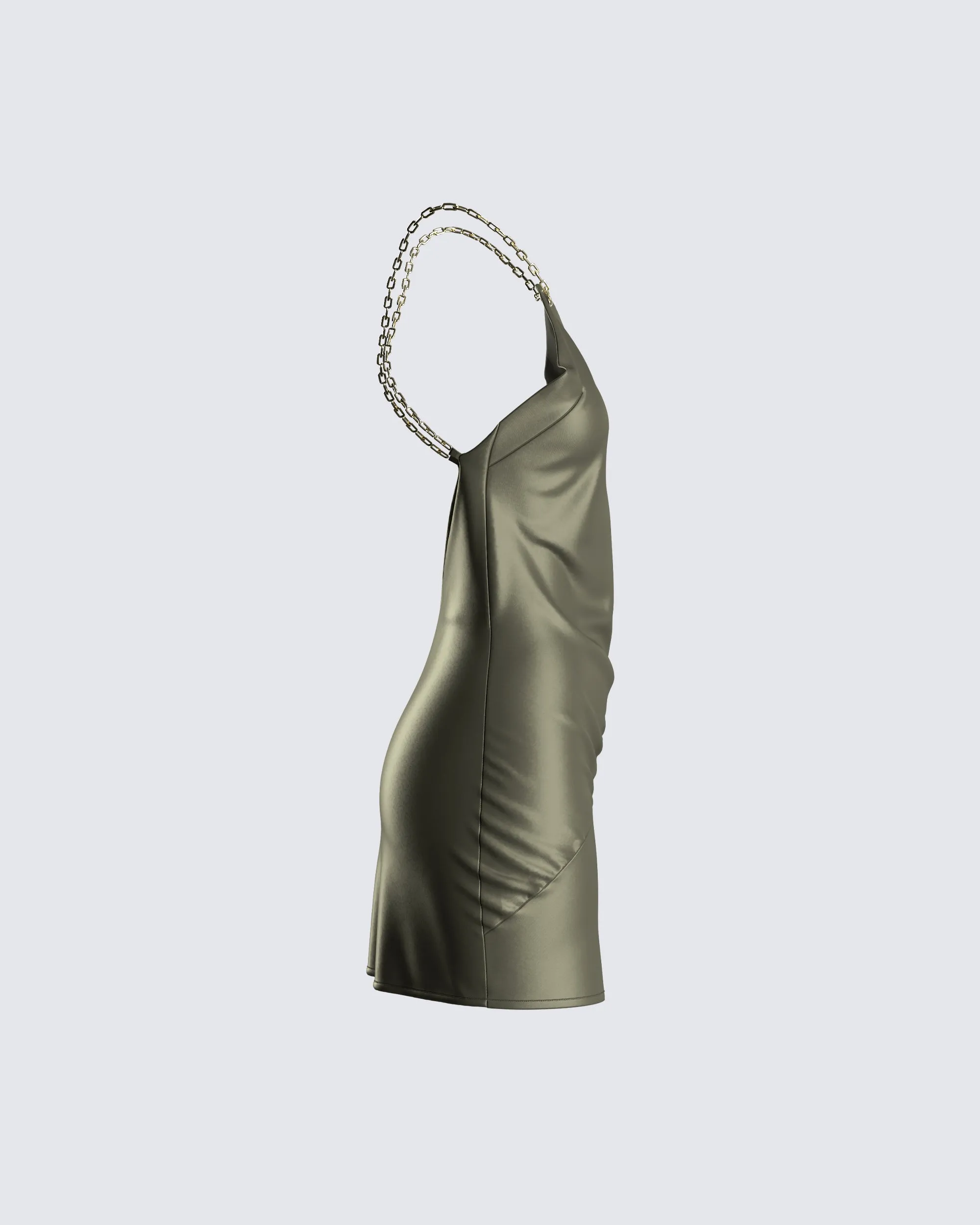 Bindi Olive Green Satin Mini Dress sold by Finesse product image thumbnail 2
