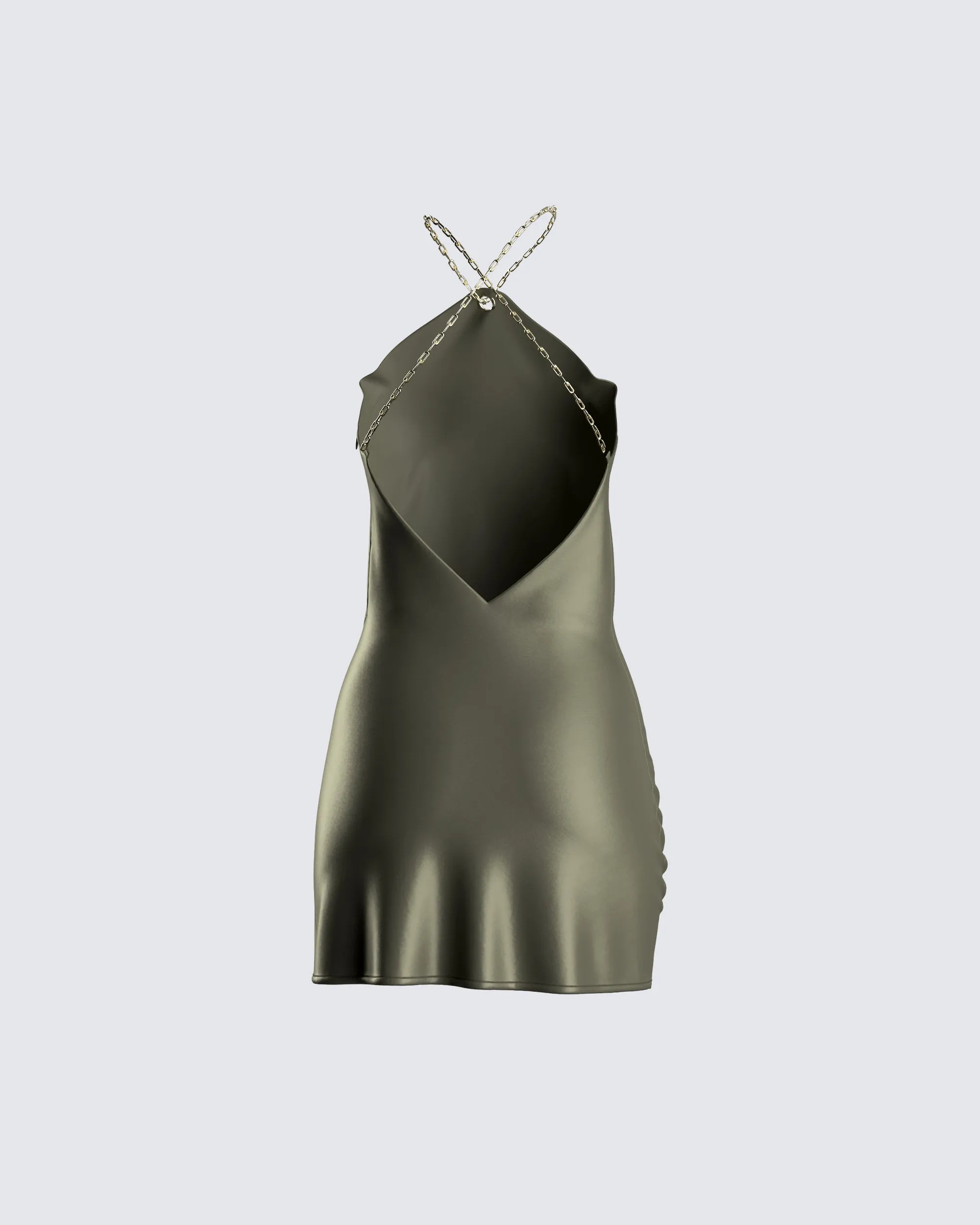 Bindi Olive Green Satin Mini Dress sold by Finesse product image thumbnail 3