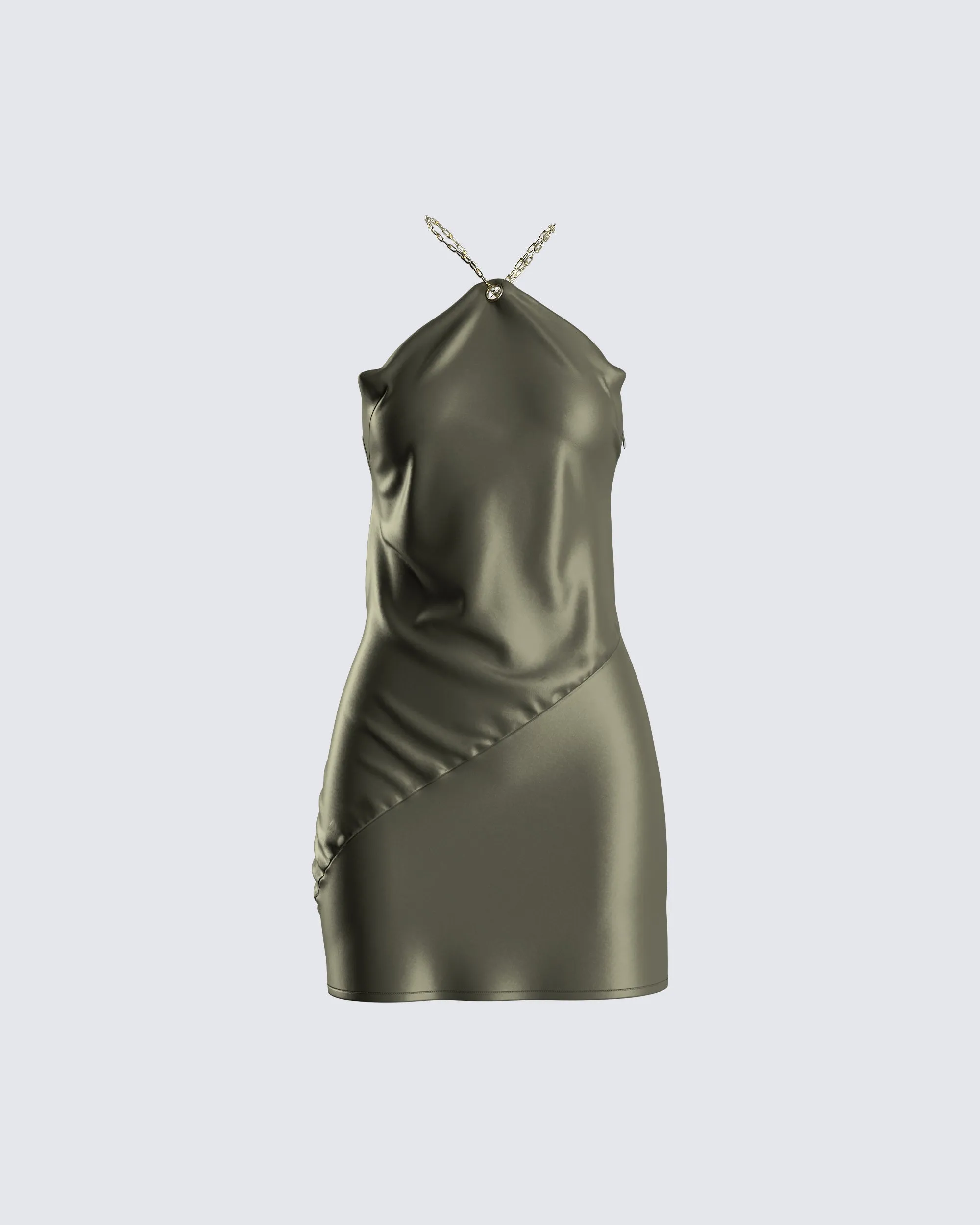 Bindi Olive Green Satin Mini Dress sold by Finesse