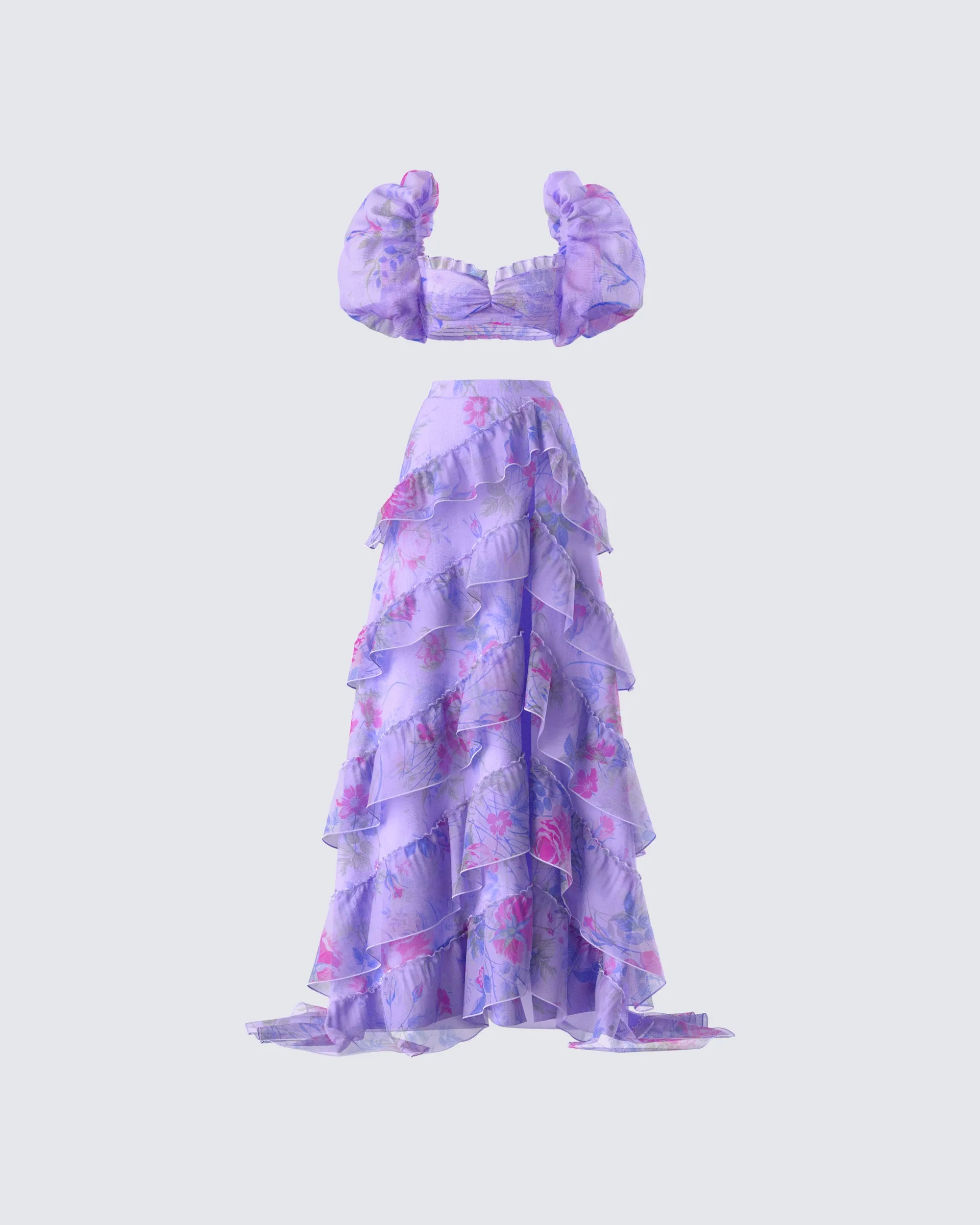 Ida Purple Floral Maxi Set sold by Finesse