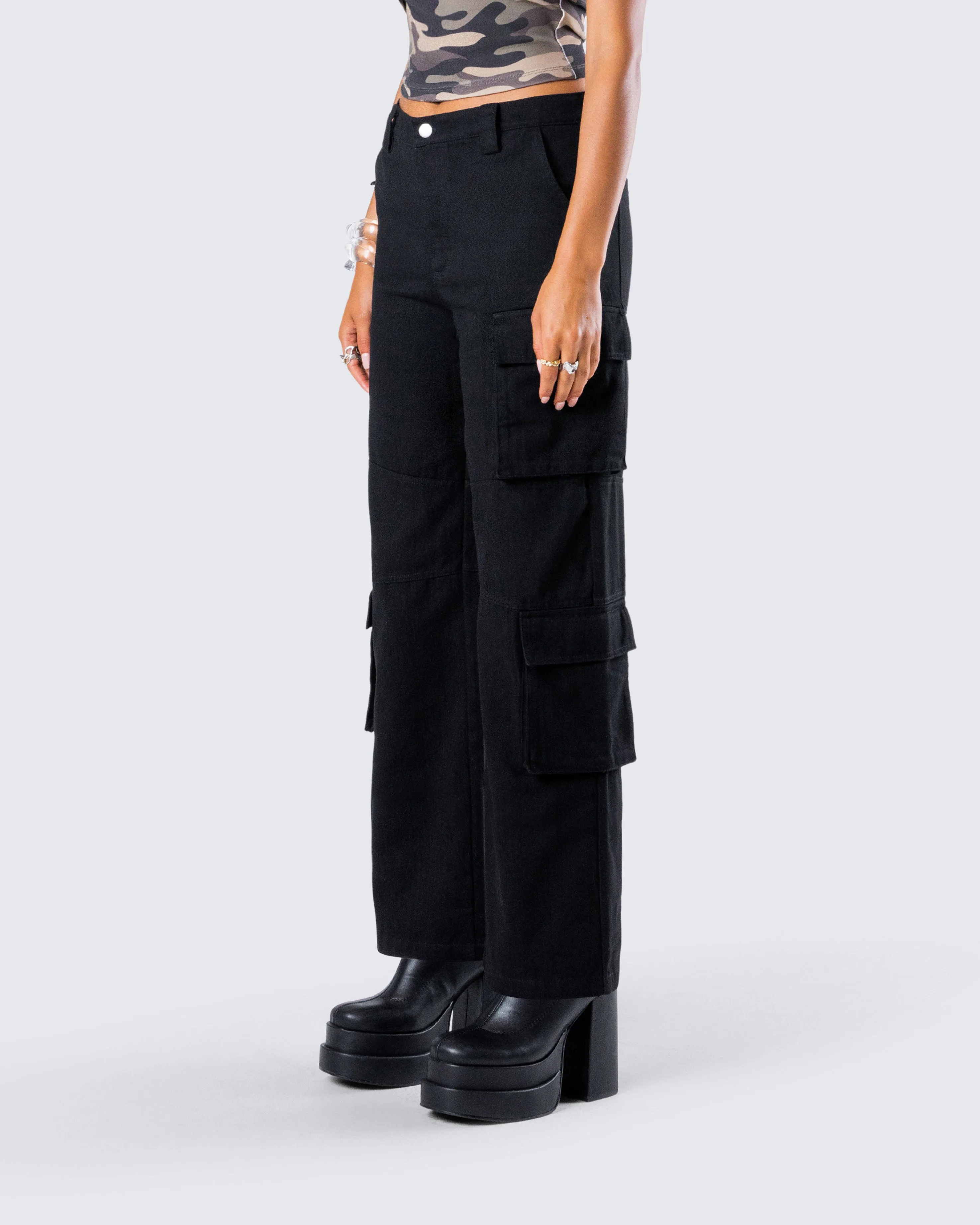 Laura Black Twill Cargo Pant sold by Finesse product image thumbnail 5