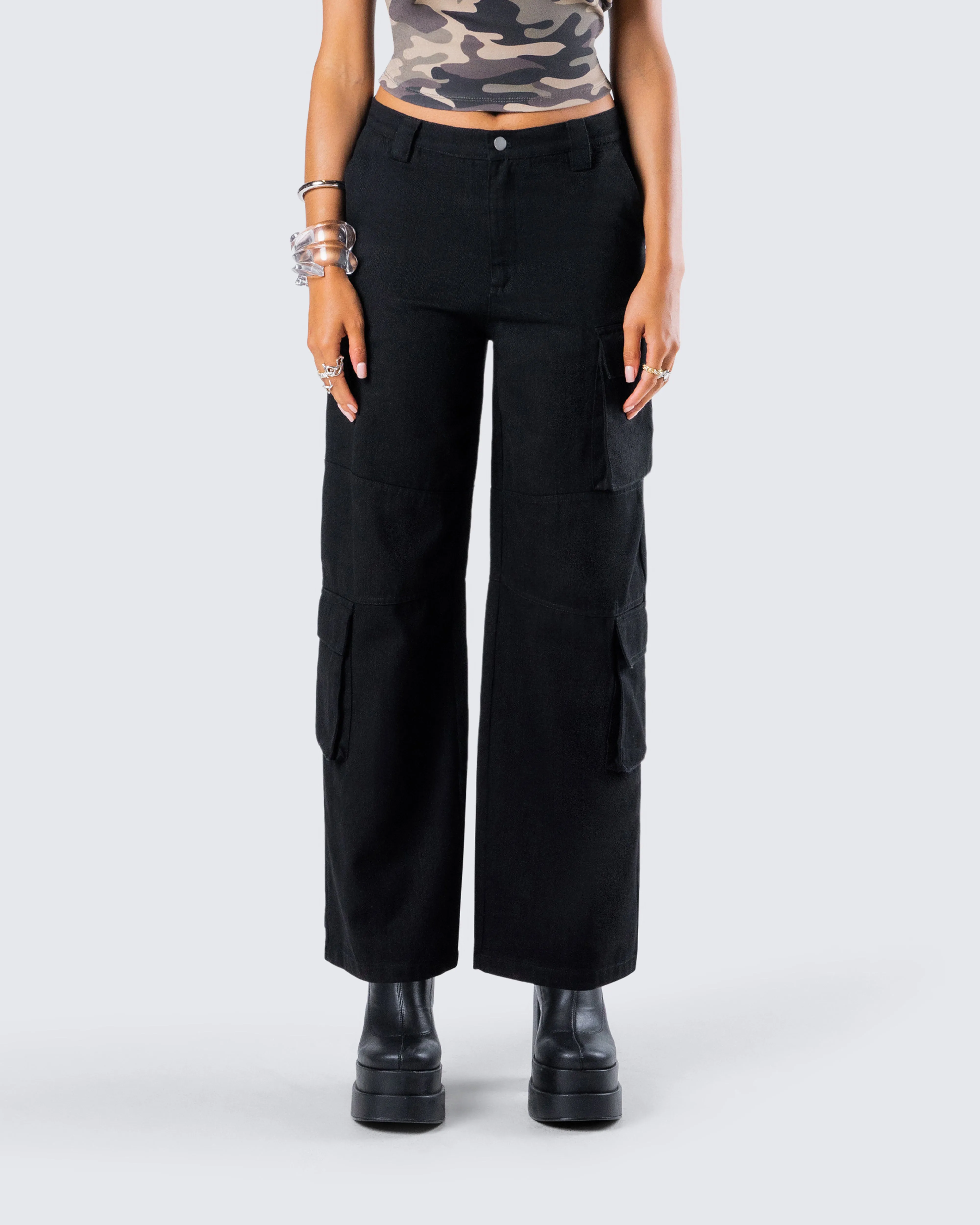 Laura Black Twill Cargo Pant sold by Finesse product image thumbnail 4