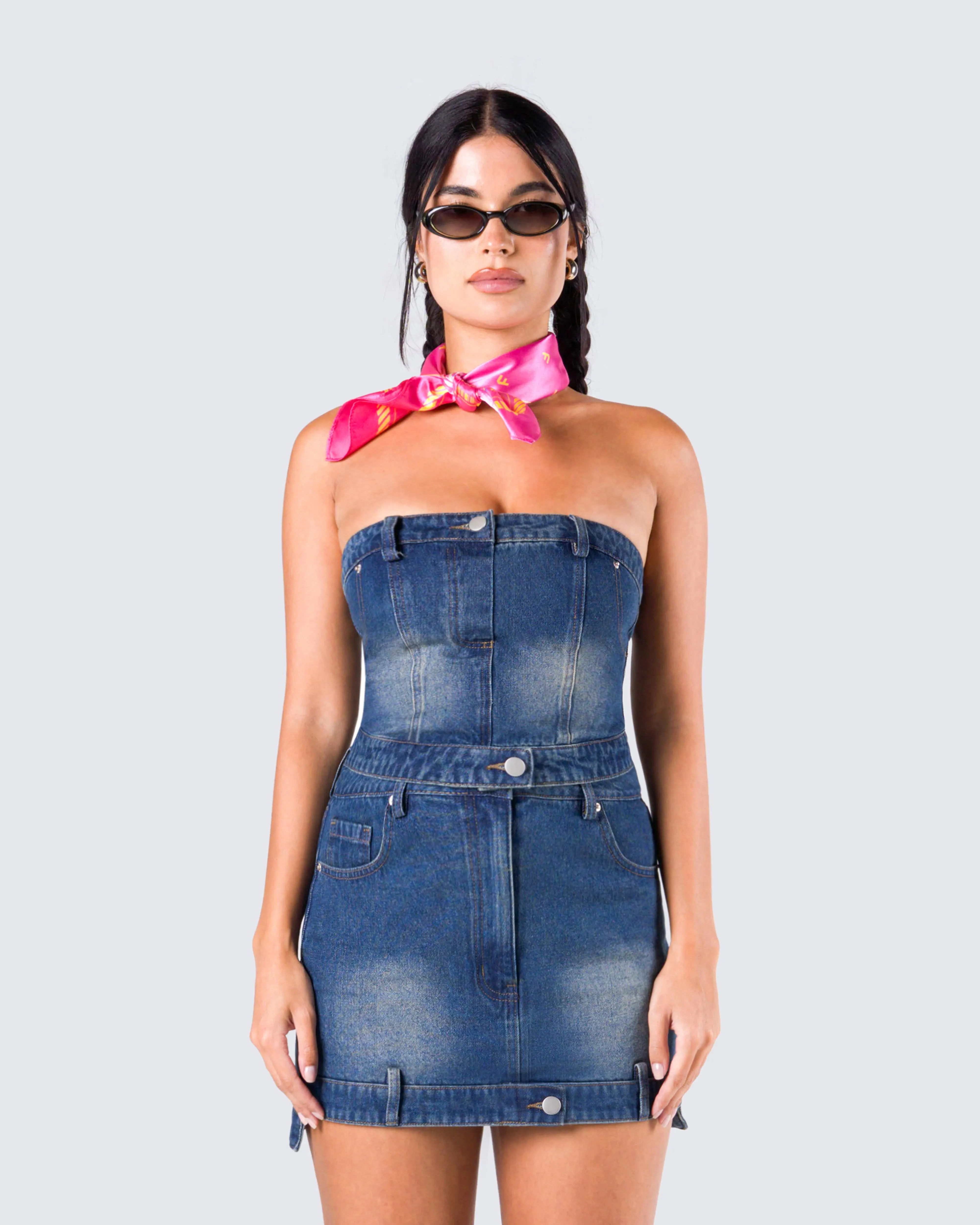 Georgina Blue Denim Tube Top sold by Finesse product image thumbnail 4