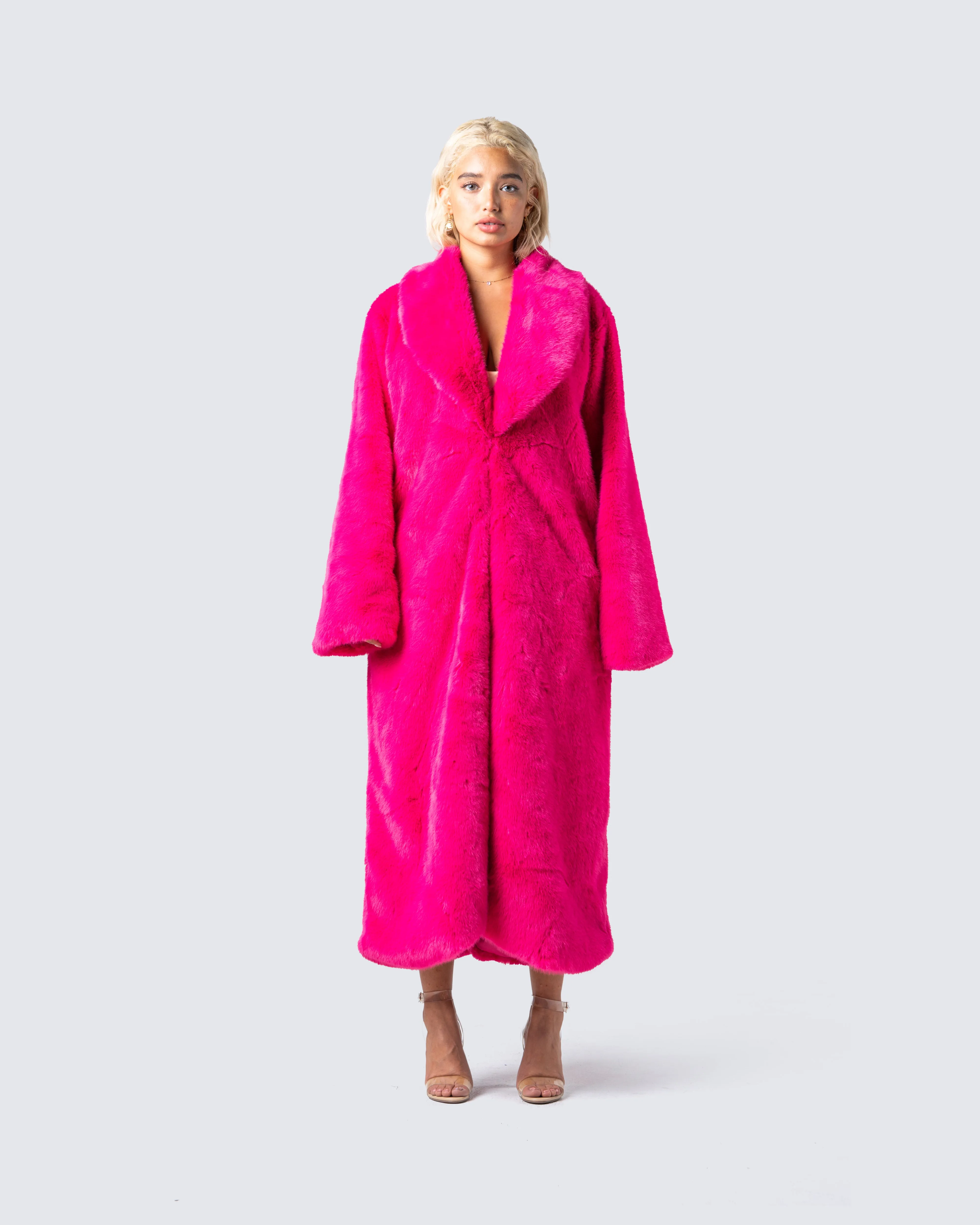 Corinne Hot Pink Vegan Fur Coat sold by Finesse product image thumbnail 4