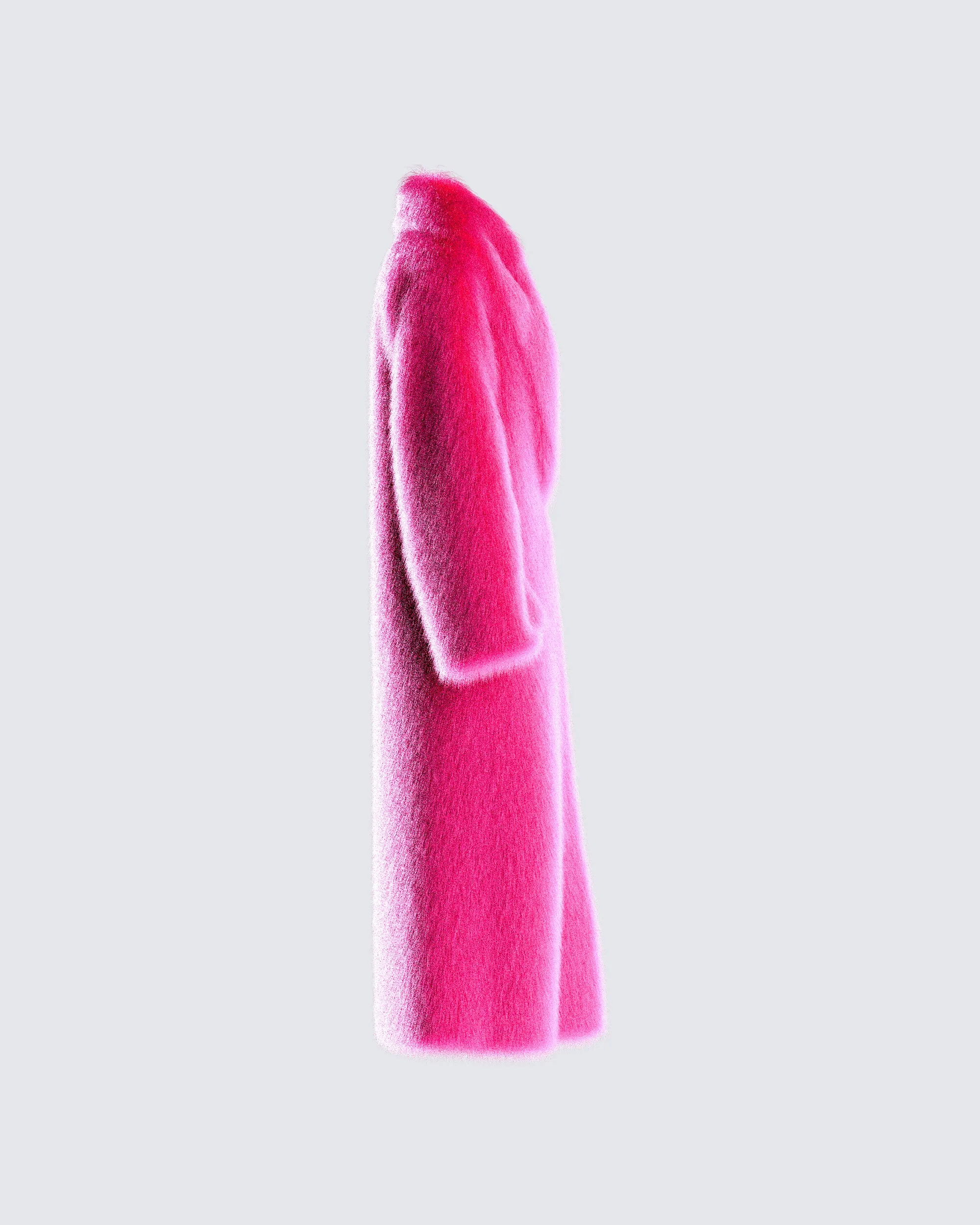 Corinne Hot Pink Vegan Fur Coat sold by Finesse product image thumbnail 2