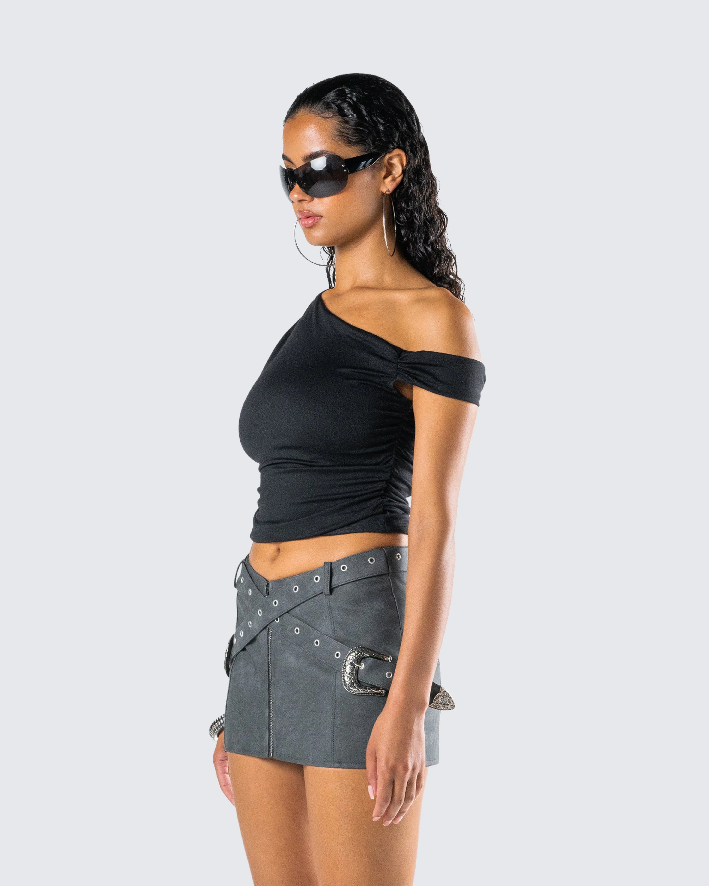 Eirene Black Asymmetrical Top sold by Finesse product image thumbnail 5