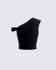 Eirene Black Asymmetrical Top sold by Finesse