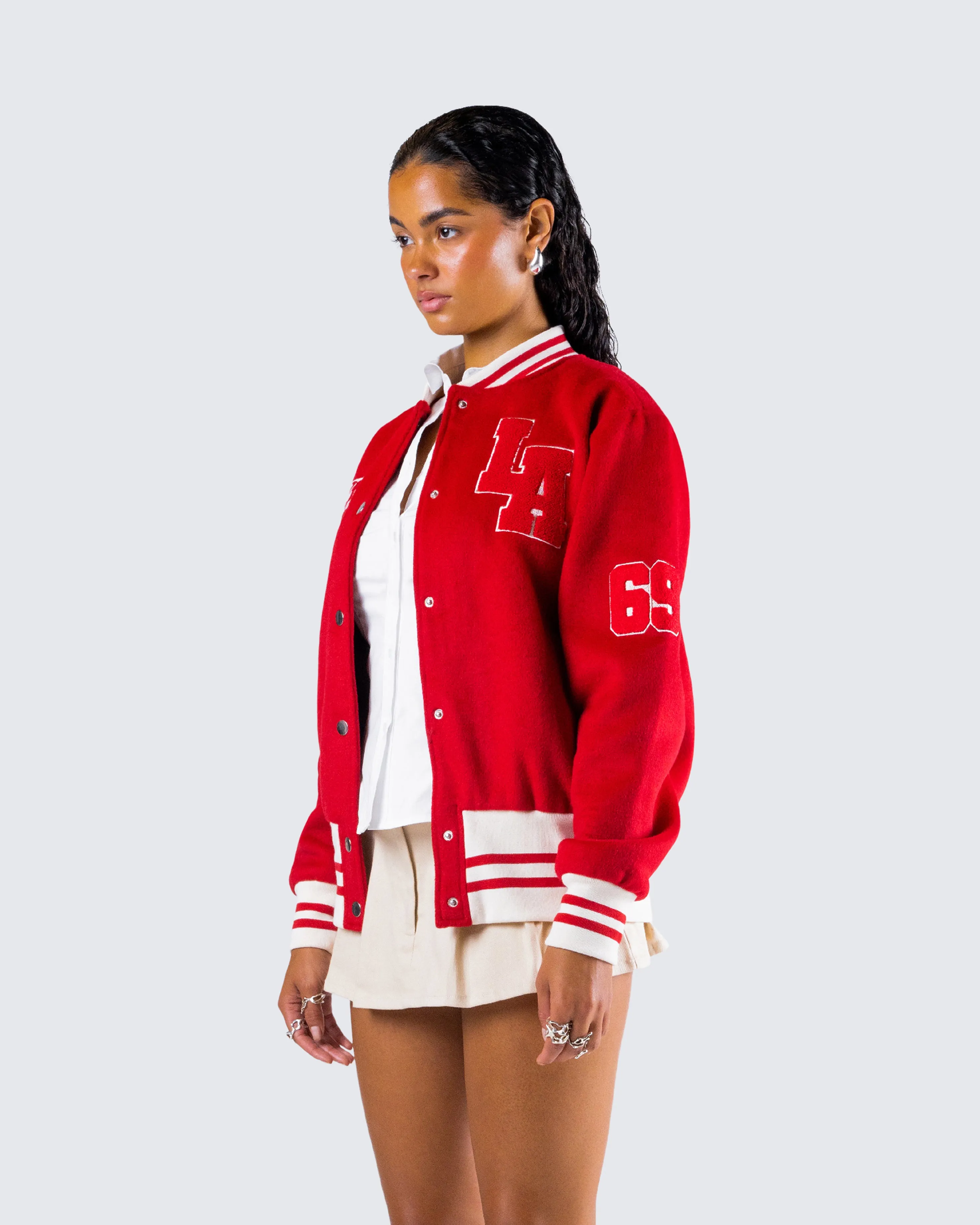 Palmer Red Varsity Jacket sold by Finesse product image thumbnail 5