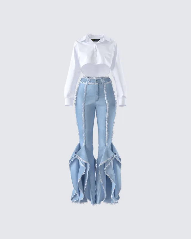 Chloe Frayed Denim Set sold by Finesse