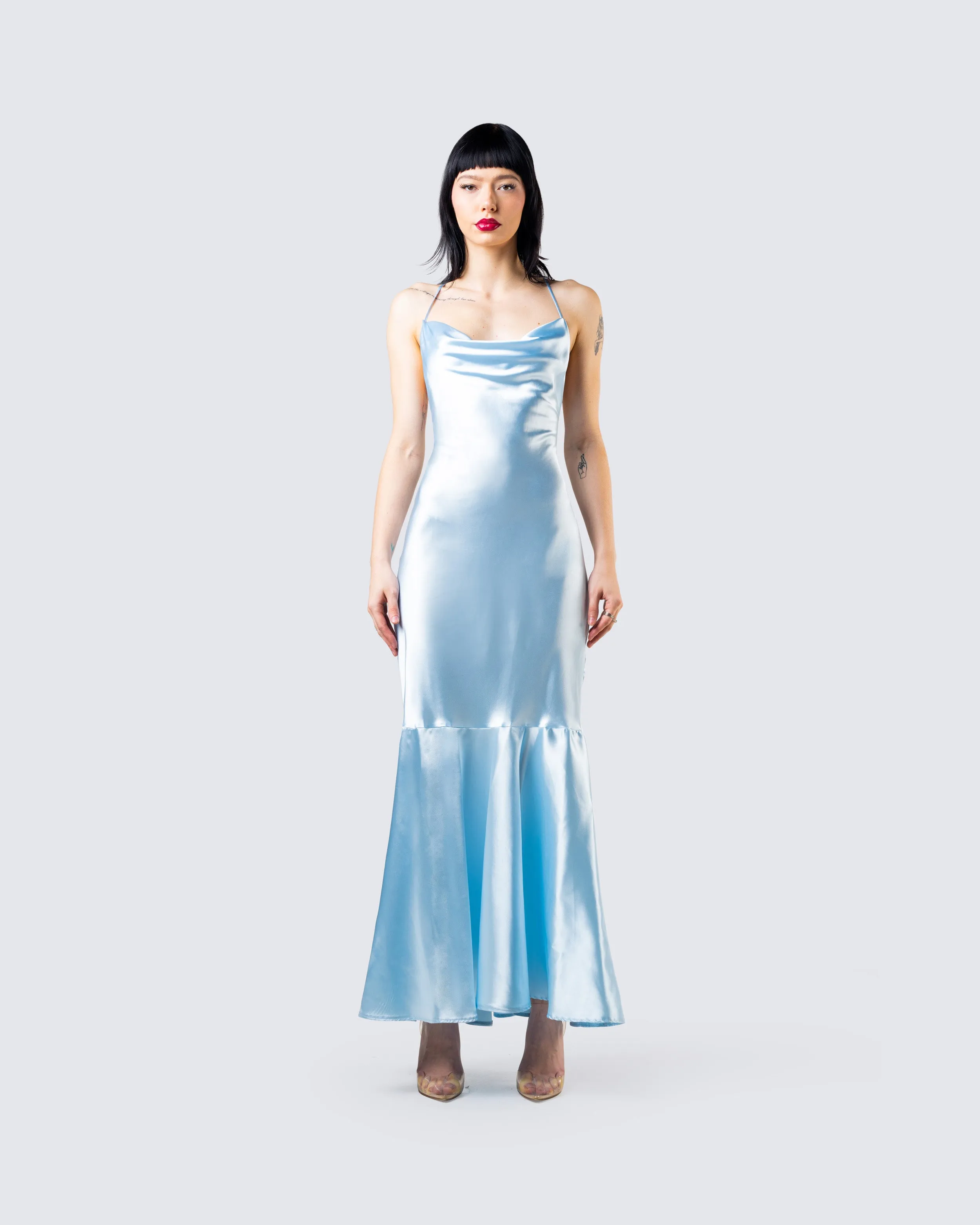 Anya Blue Cowl Low Back Gown sold by Finesse product image thumbnail 4