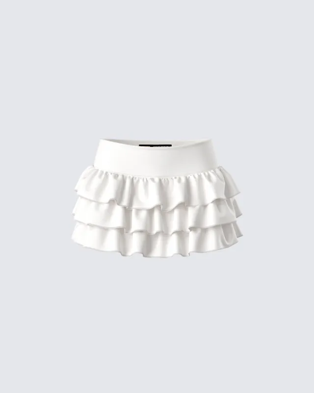 Fable Ivory Ruffle Micro Mini Skirt sold by Finesse