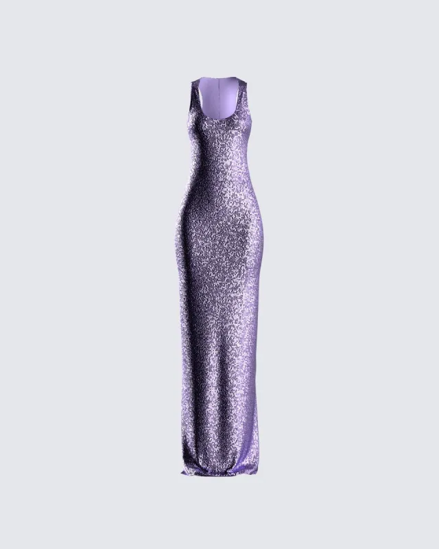 Elsa Lilac Sequin Sleeveless Gown sold by Finesse
