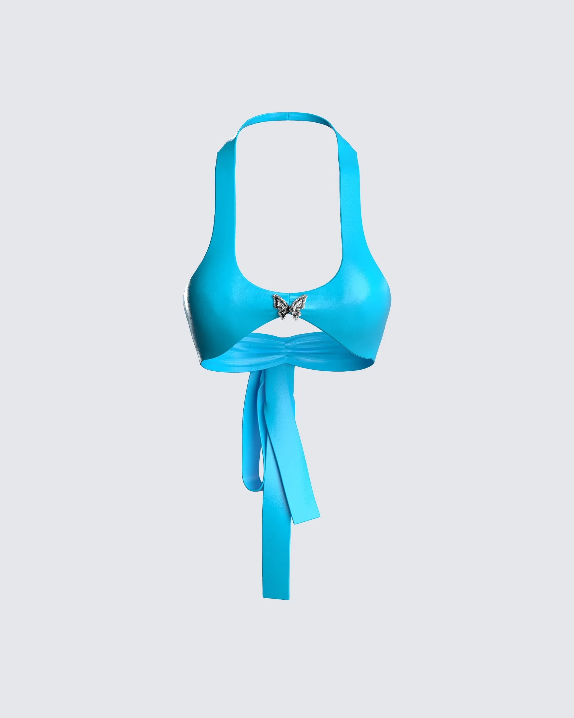 Paola Metallic Jersey Butterfly Trim Halter Top sold by Finesse